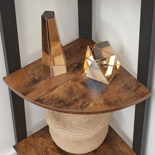 VASAGLE Sarokpolc, 4 szintes ipari tároló állvány, létrás könyvespolc, szervező egység