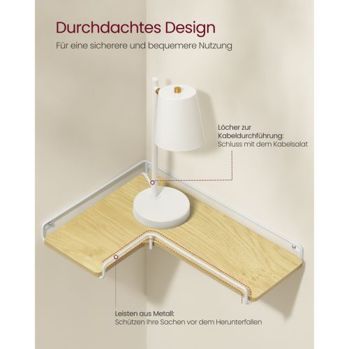 VASAGLE Sarok Fali Polcok, 2 darabos Fali Polc Készlet, Sarokpolcok Fali Dekorációhoz
