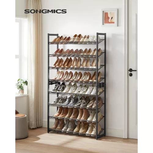 SONGMICS 8 szintes cipőtartó, 2 darab 4 szintes cipőszervező, állítható hálós polcokkal,