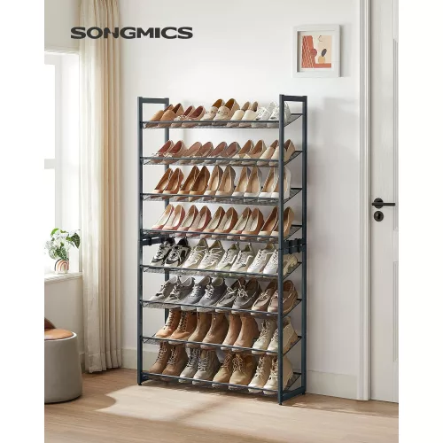 SONGMICS 8 szintes cipőtartó, 2 darab 4 szintes cipőszervezővel, acél hálós cipőpolc