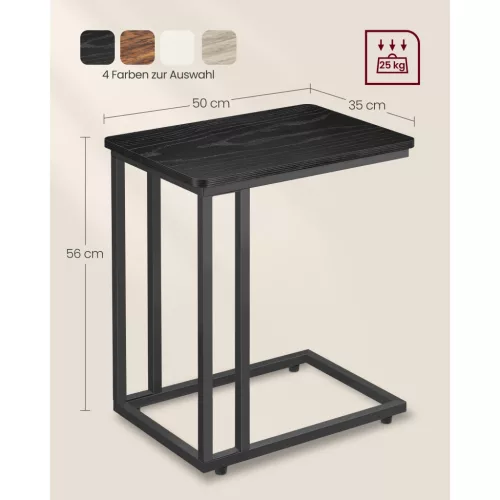 VASAGLE Oldalasztal, Dohányzóasztal, Acélkeret Kerekekkel, Könnyű Összeszerelés,