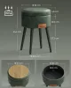ECHO kerek tároló puff acél lábakkal, műbőr borítással és varrással, zöld