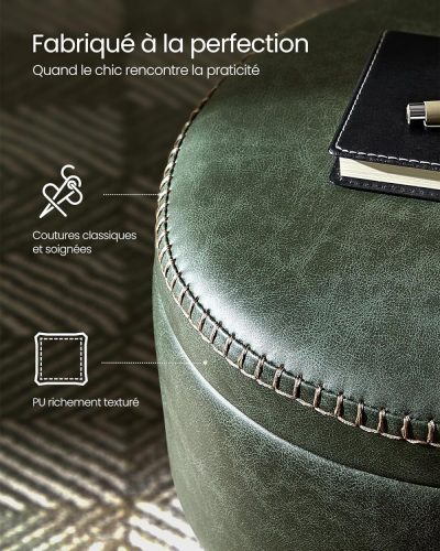 VASAGLE EKHO gyűjtemény - Tároló puff, Sminkasztal szék, PU borítással és varrással,