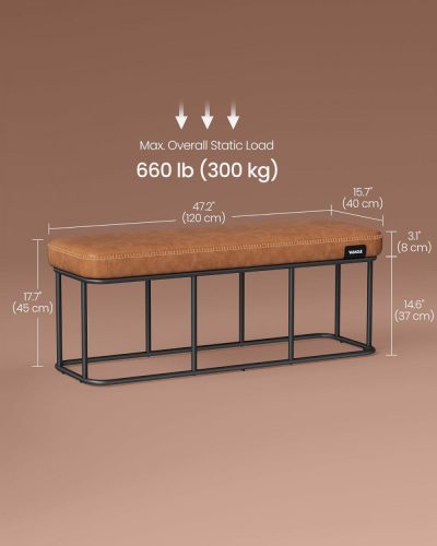 VASAGLE EKHO gyűjtemény - Pad az előszobába vagy hálószobába, szintetikus bőr varrással,