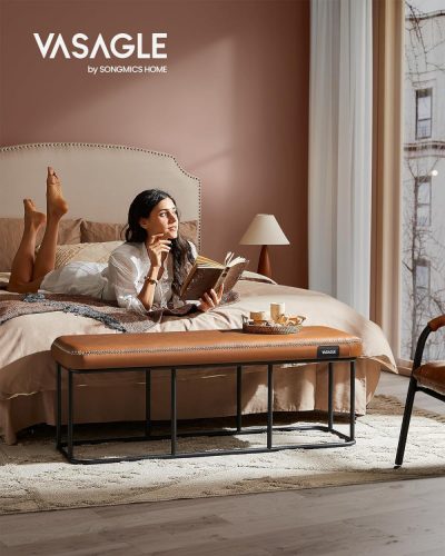 VASAGLE EKHO gyűjtemény - Pad az előszobába vagy hálószobába, szintetikus bőr varrással,