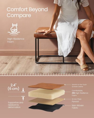 VASAGLE EKHO gyűjtemény - Pad az előszobába vagy hálószobába, szintetikus bőr varrással,