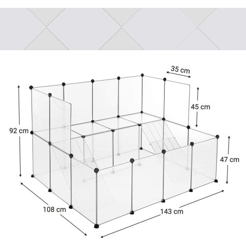 SONGMICS tengerimalac játszótér, DIY ketrec kisállatoknak, fehér LPC004W01