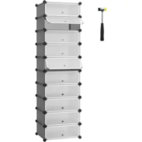 SONGMICS Összecsukható cipőtartó, téglalap alakú tároló szervező, 10 rekeszes moduláris