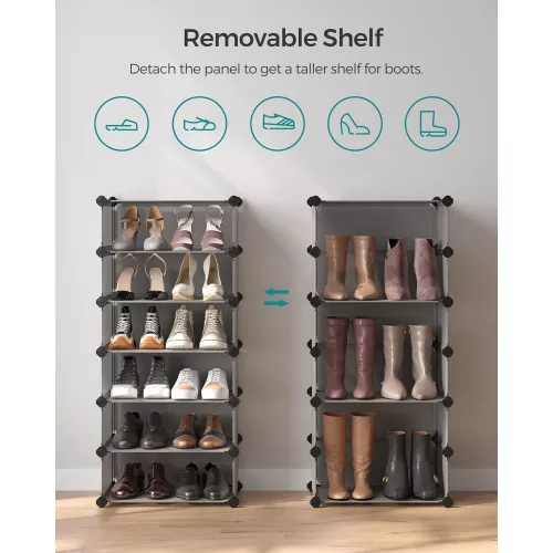 SONGMICS Összecsukható cipőtartó, téglalap alakú tároló szervező, 10 rekeszes moduláris