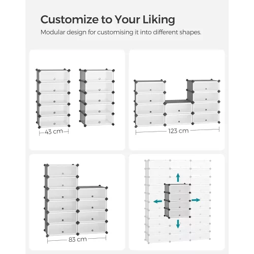 SONGMICS Összecsukható cipőtartó, téglalap alakú tároló szervező, 10 rekeszes moduláris