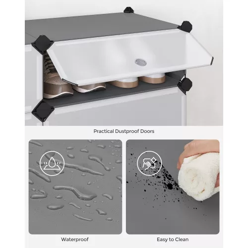 SONGMICS Összecsukható cipőtartó, téglalap alakú tároló szervező, 10 rekeszes moduláris