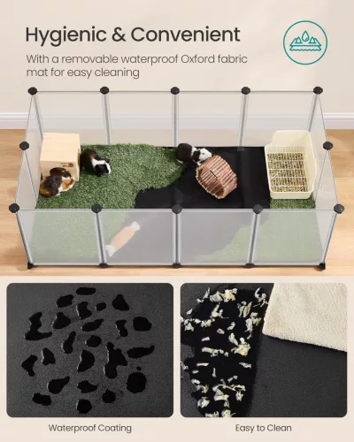 Ketrec háziállatoknak, műanyag átlátszó elemekkel, fehér 143x73x46cm