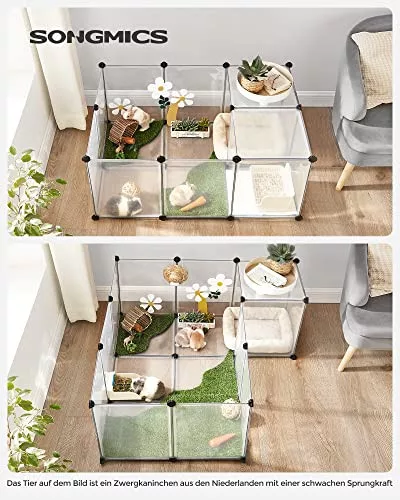 SONGMICS Háziállat játszószőnyeg, tengerimalac futópálya és ketrec padlóval, beltéri