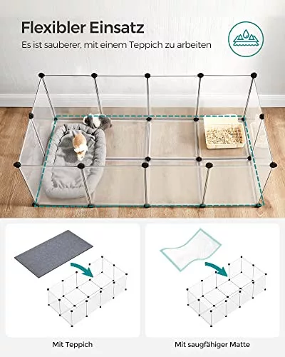 SONGMICS Háziállat játszószőnyeg, tengerimalac futópálya és ketrec padlóval, beltéri