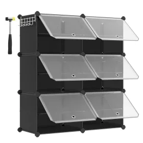 SONGMICS összekapcsolható cipőtartó, műanyag cipőtároló szekrény, 6 rekeszes
