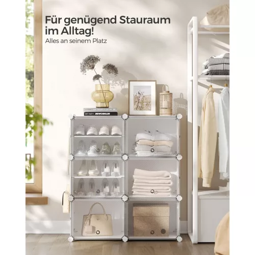 SONGMICS összekapcsolható cipőtároló szekrény, 6 rekeszes moduláris