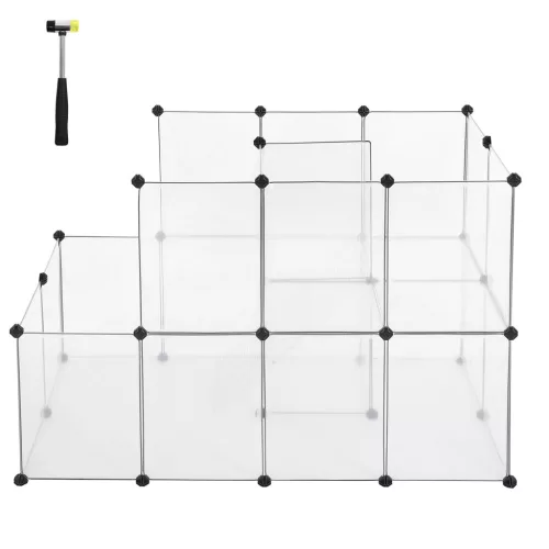 SONGMICS tengerimalac játszótér, DIY műanyag moduláris kerítés, fehér LPC03W