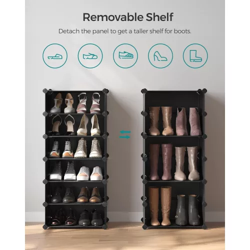 SONGMICS Összecsukható cipőtartó, téglalap alakú tároló szervező, 10 rekeszes moduláris