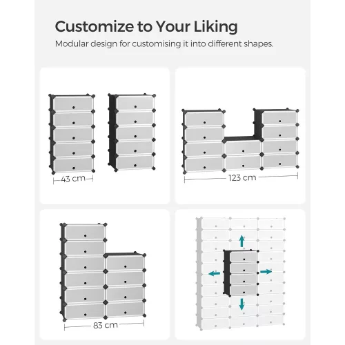 SONGMICS Összecsukható cipőtartó, téglalap alakú tároló szervező, 10 rekeszes moduláris