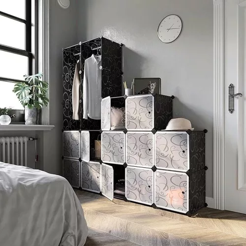 SONGMICS Gardróbszekrény 2 ruhavállal 180 x 145 x 37 cm Fekete, Schwarz, 143 x 178 x 36 cm