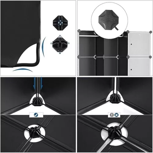 SONGMICS Gardróbszekrény 2 ruhavállal 180 x 145 x 37 cm Fekete, Schwarz, 143 x 178 x 36 cm