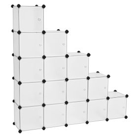 SONGMICS 15-kockás DIY tároló szervező egység, műanyag szekrény, gardrób,