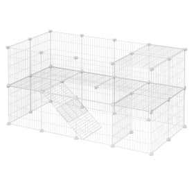 SONGMICS 2-szintes fém kisállat játszótér, 36 rácspanel, testreszabható ketrec