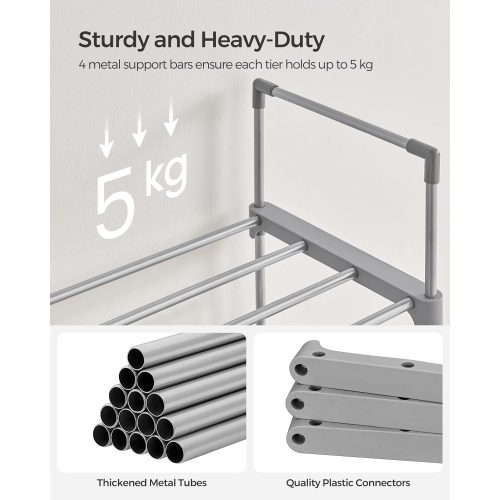 SONGMICS Cipőtartó, 10 szintes fém cipőtároló szervező, testreszabható design, fém váz,