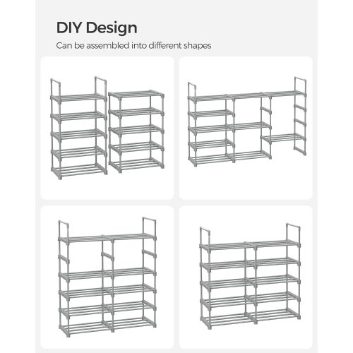SONGMICS Cipőtartó, 10 szintes fém cipőtároló szervező, testreszabható design, fém váz,