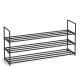 Cipőtartó polc, 3 szintes fém tároló, akár 18 pár cipőhöz, fekete 116x30x55cm