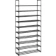 Cipőtartó polc 10 szintes fém vázzal, helytakarékos, fekete 30x94x206cm