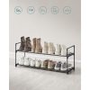 Cipőtartó polc 2 szintes fém tárolóval, akár 10 pár cipőhöz, fekete 30x92x34cm