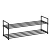 Cipőtartó polc 2 szintes fém tárolóval, akár 10 pár cipőhöz, fekete 30x92x34cm