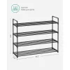 Cipőtartó polc 4 szintes fém tároló, akár 20 pár cipőhöz, fekete 30x30x120cm