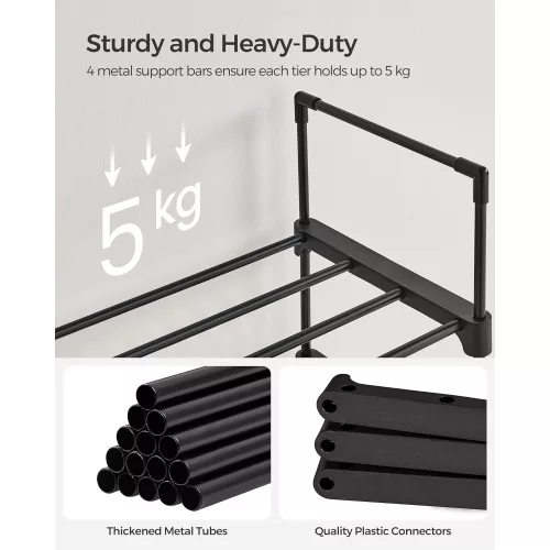 SONGMICS Cipőtartó, 10 szintes fém cipőtároló szervező, testreszabható design, fém váz,