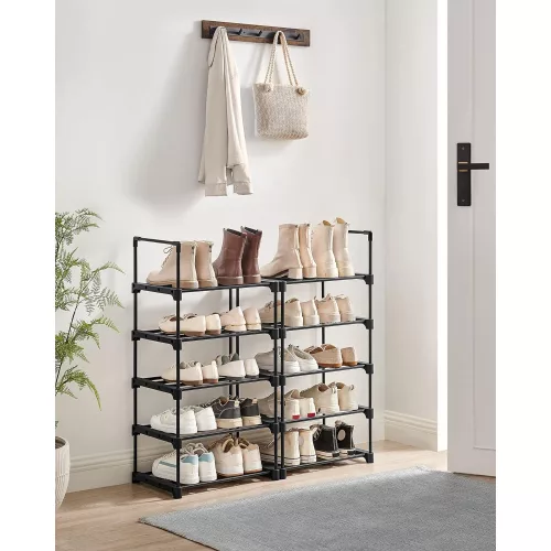 SONGMICS Cipőtartó, 10 szintes fém cipőtároló szervező, testreszabható design, fém váz,