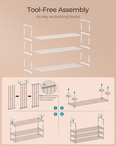 Cipőtartó polc, 3 szintes fém tároló, akár 20 pár cipőhöz, fehér 30x92x55cm