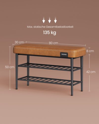VASAGLE EKHO LSB054K01 Cipőpad varrással 30 x 80 x 50 cm Modern 135 kg teherbírás 135 kg műbőr