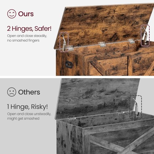 VASAGLE Tároló láda, tároló pad, takaró láda 2 biztonsági zsanérral, cipőtároló pad,