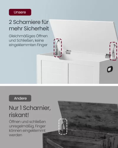 Tároló láda, felnyitható cipőpad, 2 biztonsági zsanérral, fehér