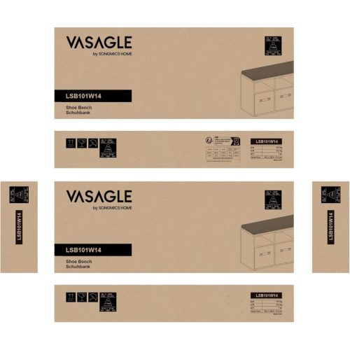 VASAGLE Cipőpad Ülőke Cipőrendező 6 Rekesszel és 3 Állítható Polccal 3 Tárolódoboz a