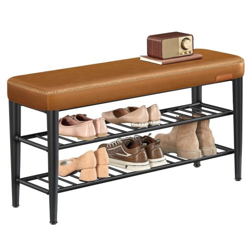 VASAGLE EKHO Kollekció – Cipőpad, Ülőke, Előszoba, Műbőr, Díszvarrás, Mid-Century Modern