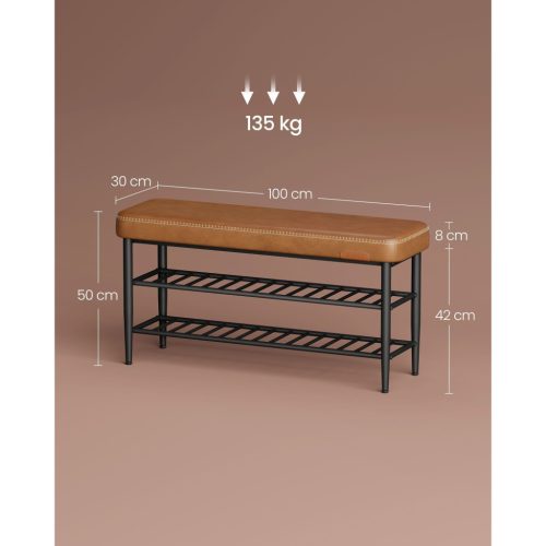 VASAGLE EKHO Kollekció – Cipőpad, Ülőke, Előszoba, Műbőr, Díszvarrás, Mid-Century Modern