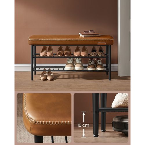 VASAGLE EKHO Kollekció – Cipőpad, Ülőke, Előszoba, Műbőr, Díszvarrás, Mid-Century Modern