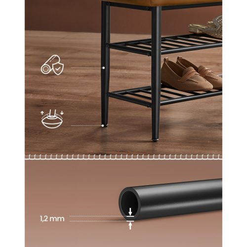 VASAGLE EKHO Kollekció – Cipőpad, Ülőke, Előszoba, Műbőr, Díszvarrás, Mid-Century Modern