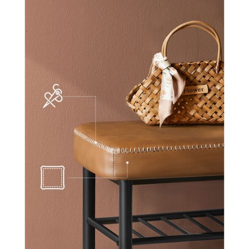 VASAGLE EKHO Kollekció – Cipőpad, Ülőke, Előszoba, Műbőr, Díszvarrás, Mid-Century Modern