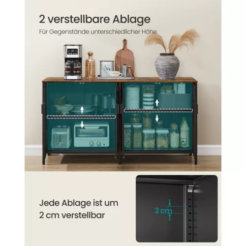 Fém tárolószekrény, 4 ajtós, mágneses zár, rusztikus barna