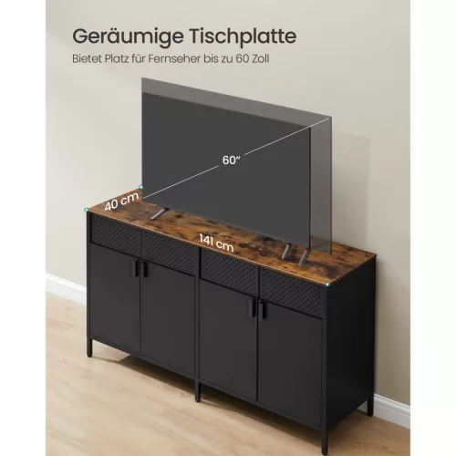 Fém tárolószekrény, 4 ajtós, mágneses zár, rusztikus barna