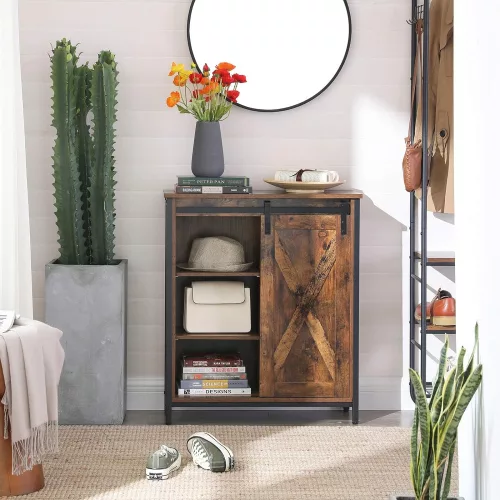 VASAGLE Sideboard, Kitchen Cabinet with Sliding Door and Adjustable Shelves, Bathroom Cabinet,