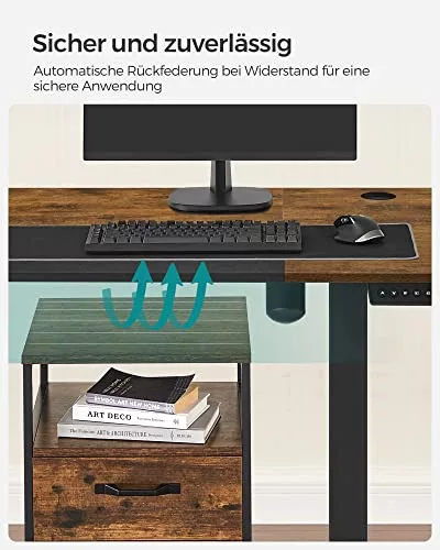 SONGMICS Magasságállítható elektromos íróasztal, 60 x 120 x (72-120) cm, teljesen